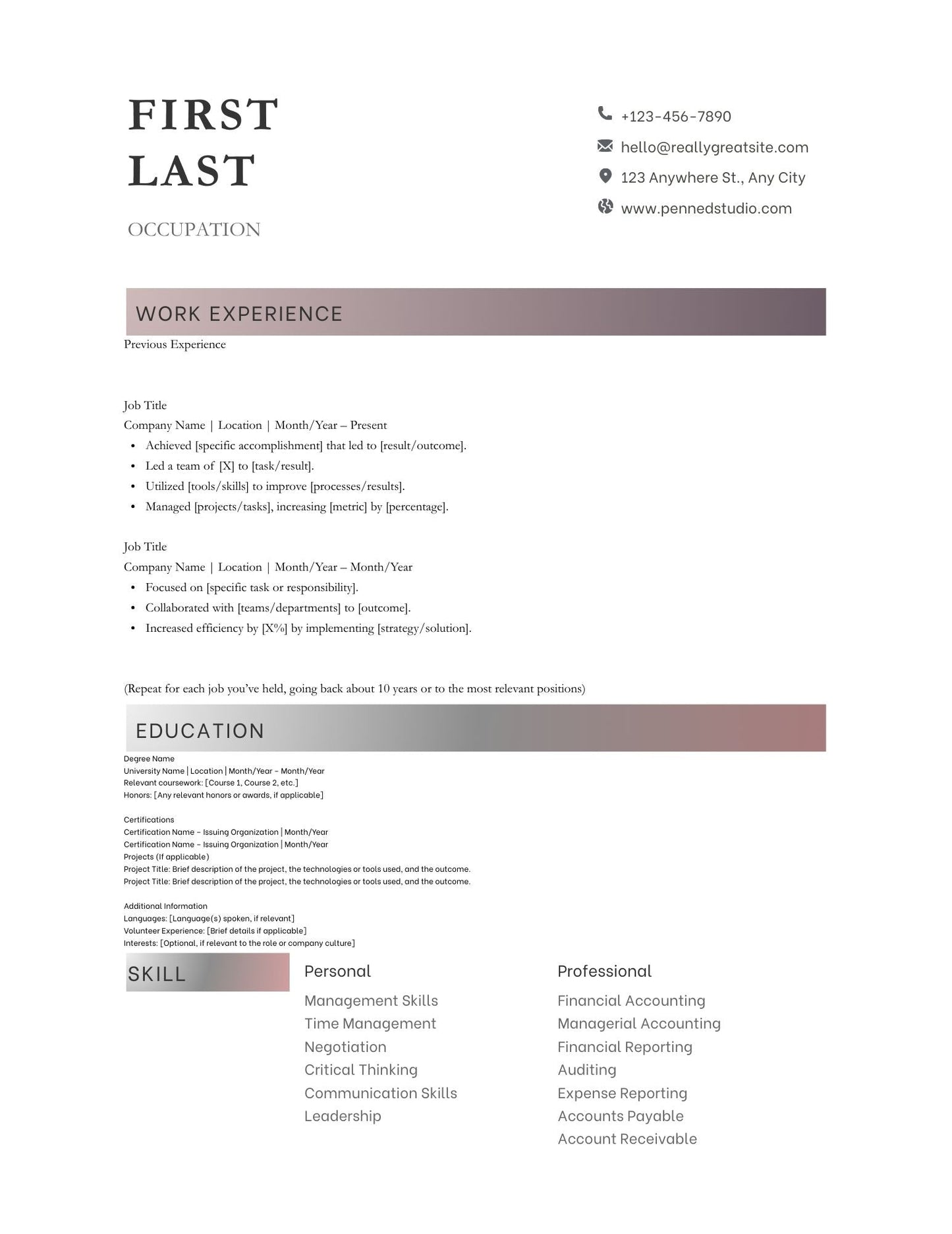 Burgundy Tones- Resume