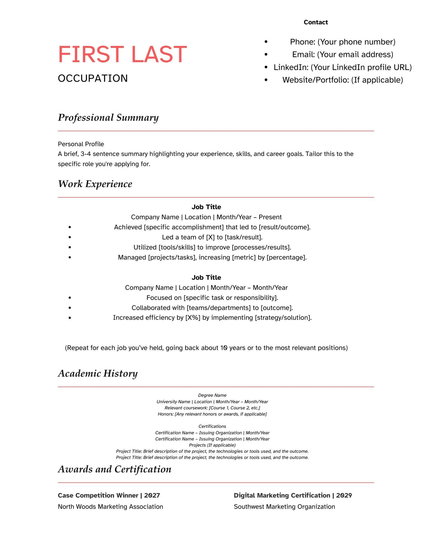 Classic Peach- Resume