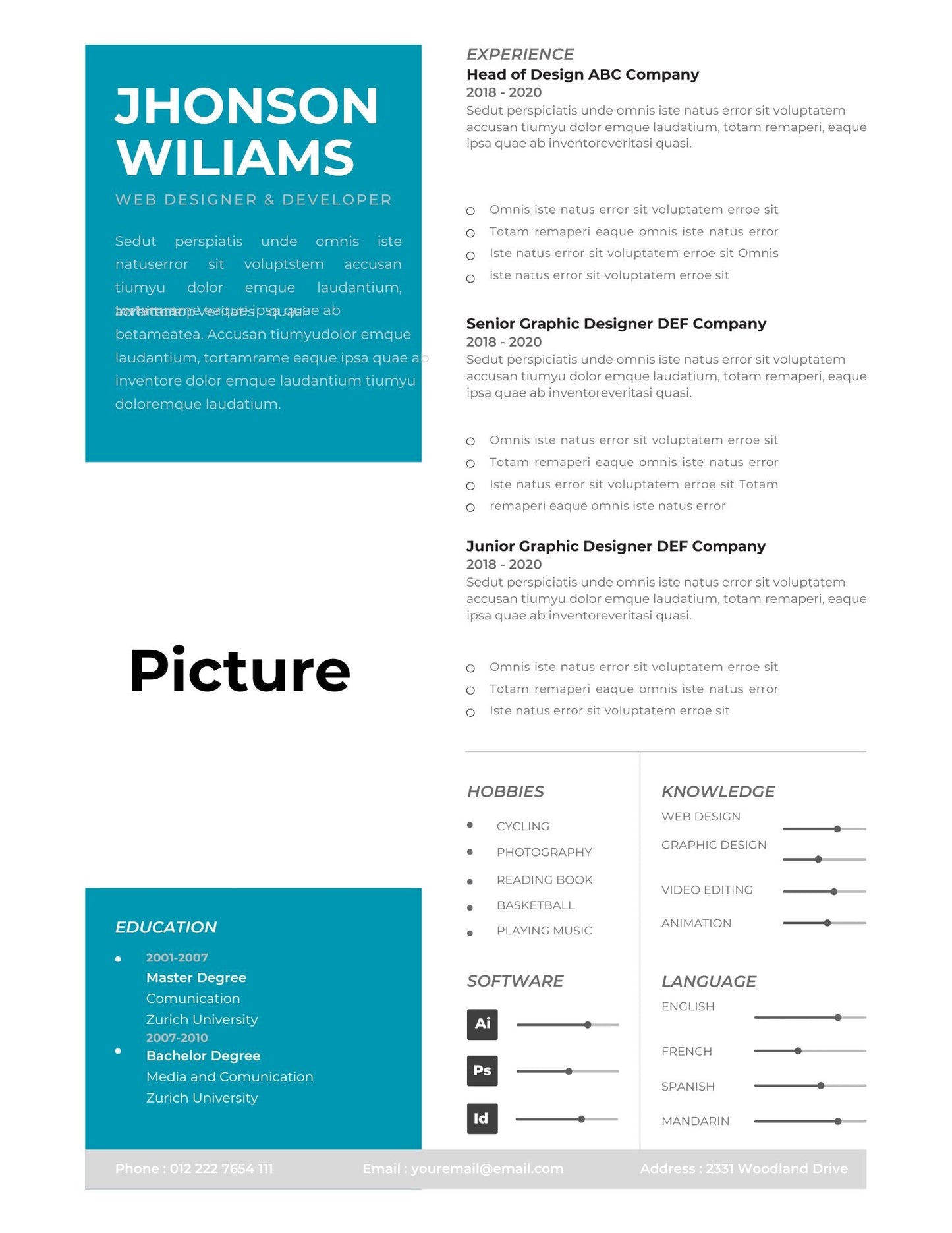 Teal Resume Template