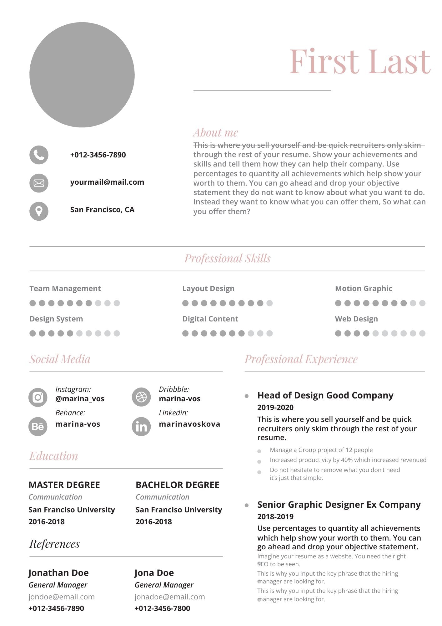 Classic Pink - Resume