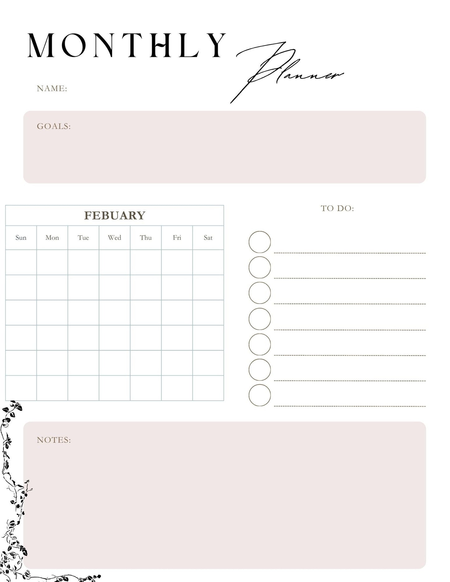 My Floral Journal- Planner