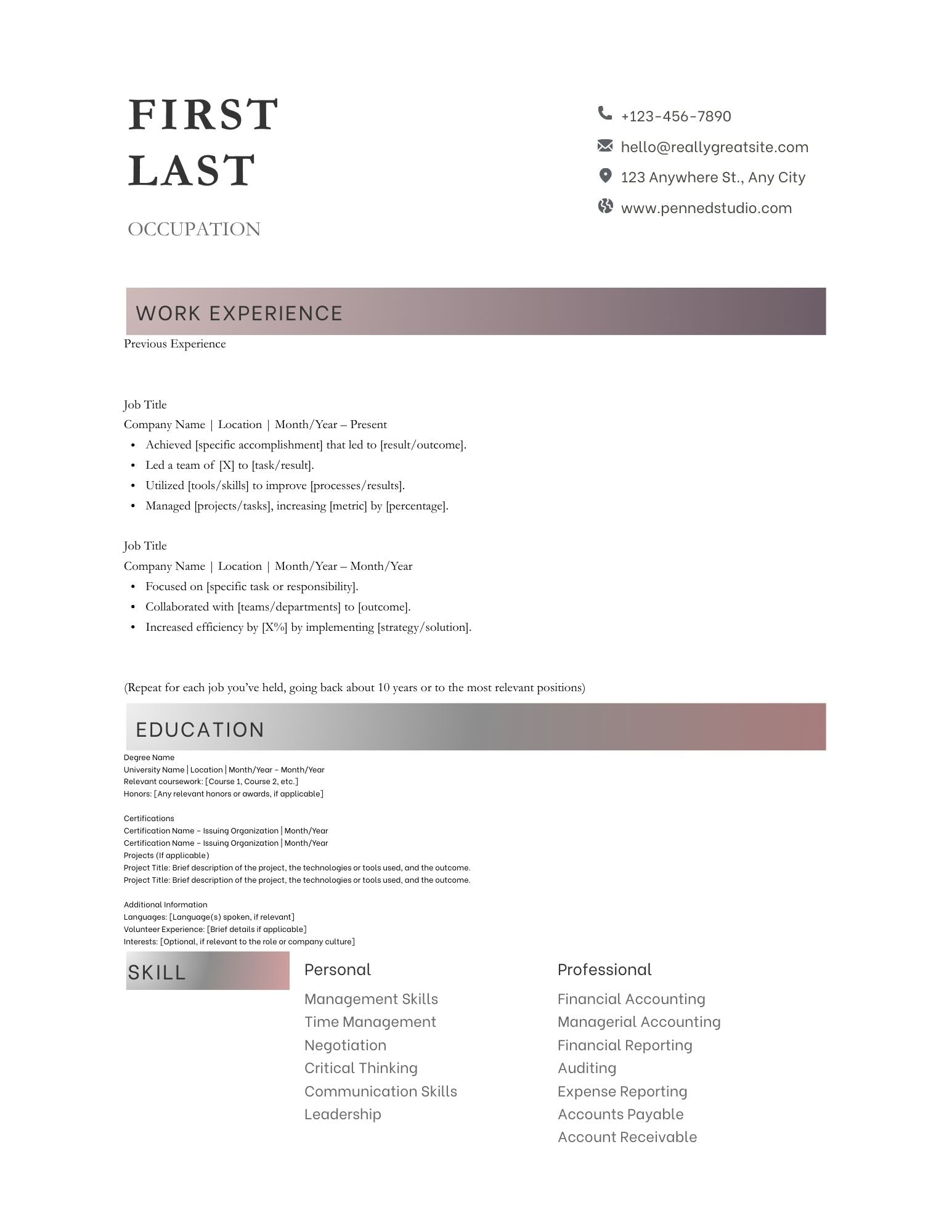 Burgundy Tones- Resume