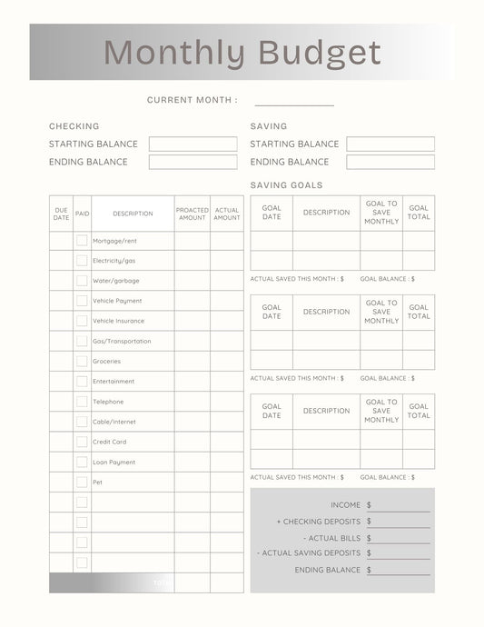 Grey Monthly Template
