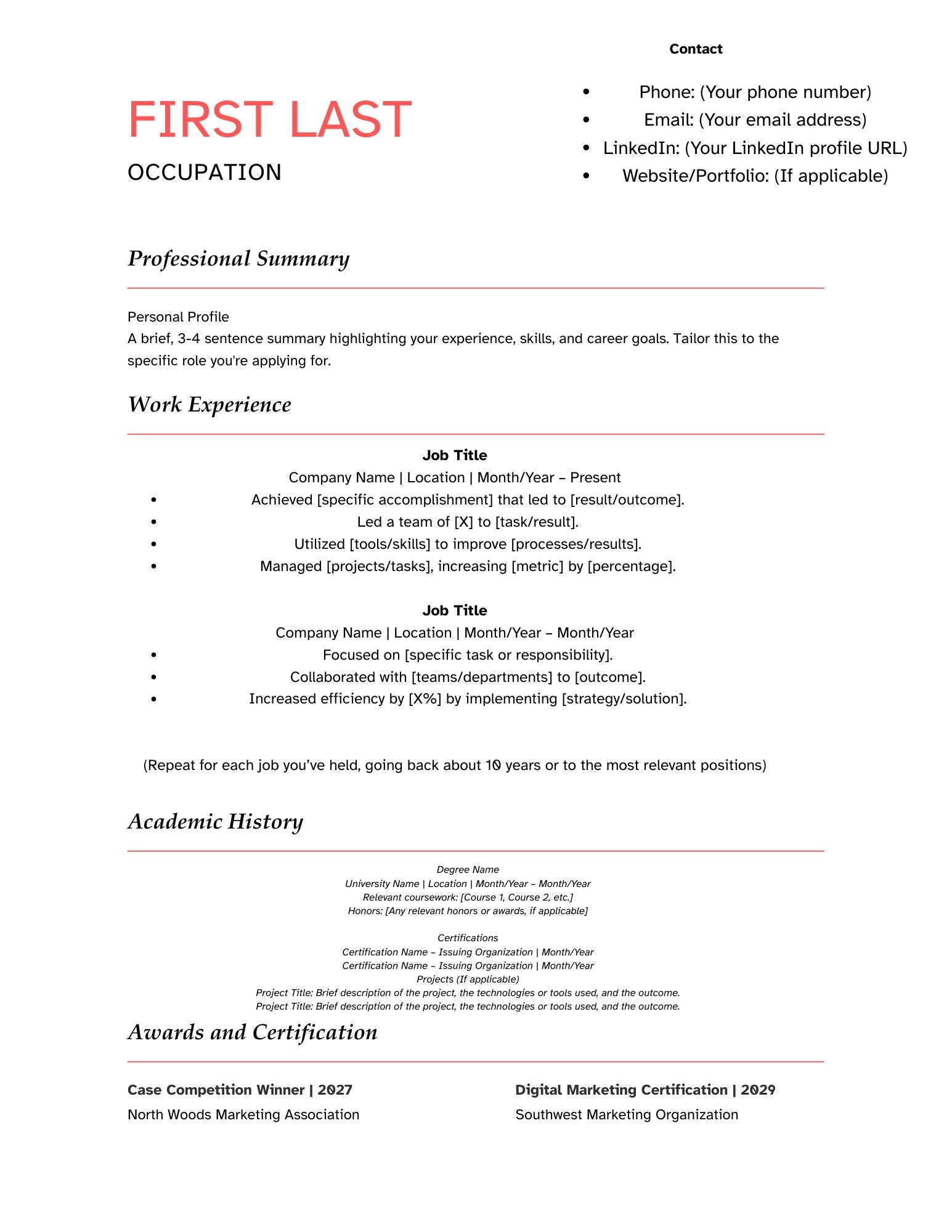 Classic Peach- Resume
